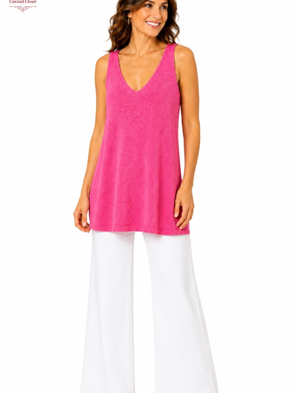 F3 BLU PEPPER Size Large Hot Pink Sleeveless Knit Sweater Tank Top